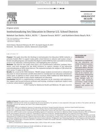 Institutionalizing Sex Education in Diverse U.S. School Districts