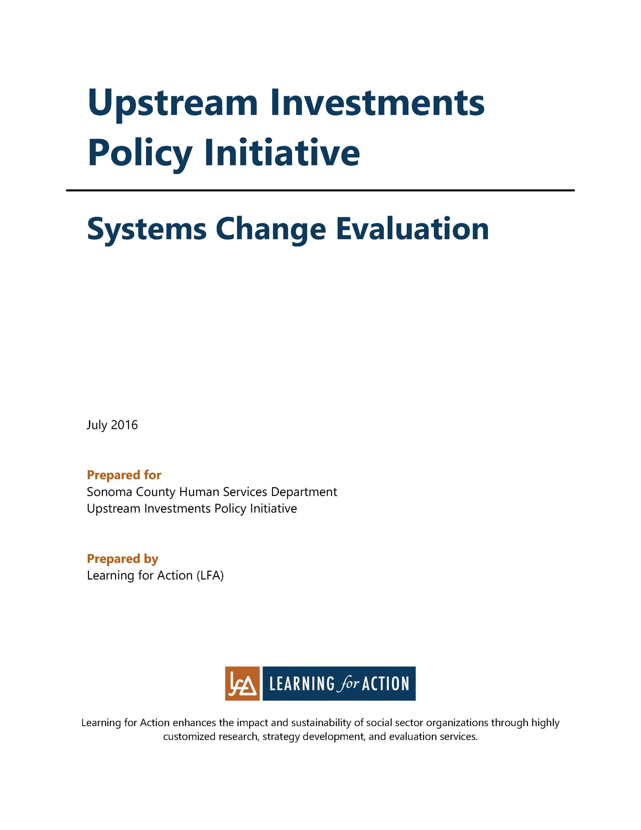 Upstream Investments Policy Initiative Evaluation