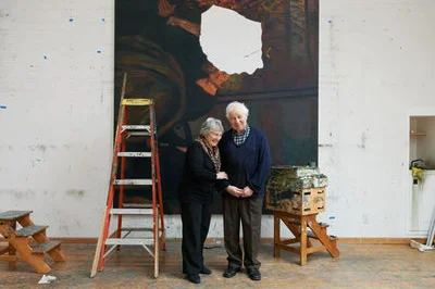 ©JASON SCHMIDT/CLM. EMILIA AND ILYA KABAKOV IN THEIR LONG ISLAND STUDIO, FEBRUARY 2013