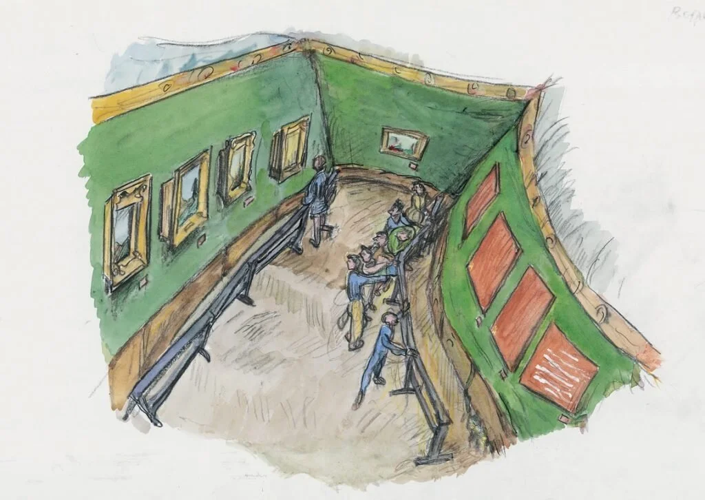 Concept-drawing-not-dated-watercolor-lead-pencil-and-felt-pen-glued-to-white-passe-partout-frame-.jpg