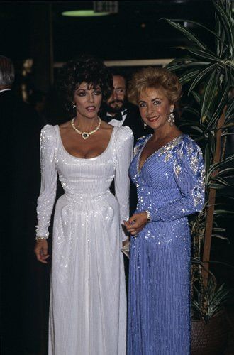 Joan Collins and Elizabeth Taylor were a symphony of sparkling beadwork at the premiere of Comfort & Joy in 1984.