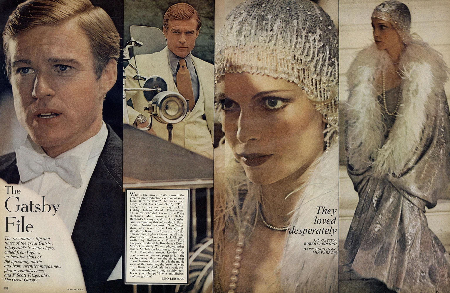 The cast of 'The Great Gatsby' shot by Michals for Vogue, December 1973.