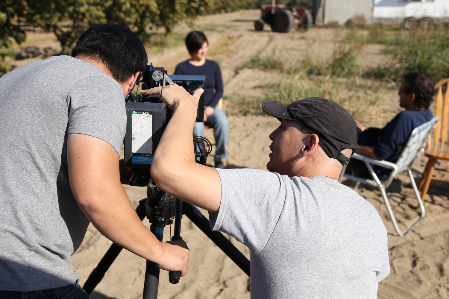 Preparing to interview Nikiko Masumoto on the family farm. Del Ray, California (photo Alan Sanchez)