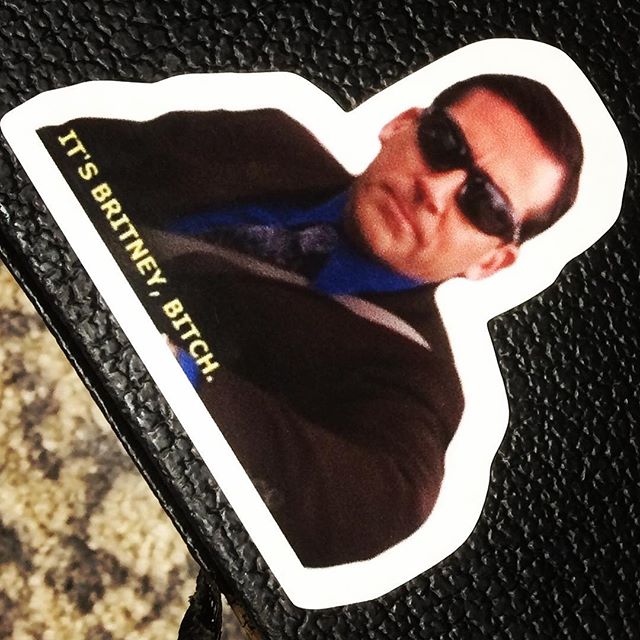 Got that new guitar case flare. #michaelscott #ballerasssticker #andimback