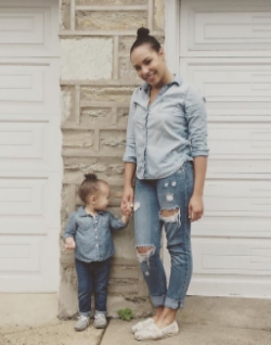 Dalina and her daughter rocking one of Mama Said's favorite trends: Mama-daughter matching!