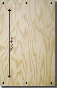 plywood with arrow showing grain direction