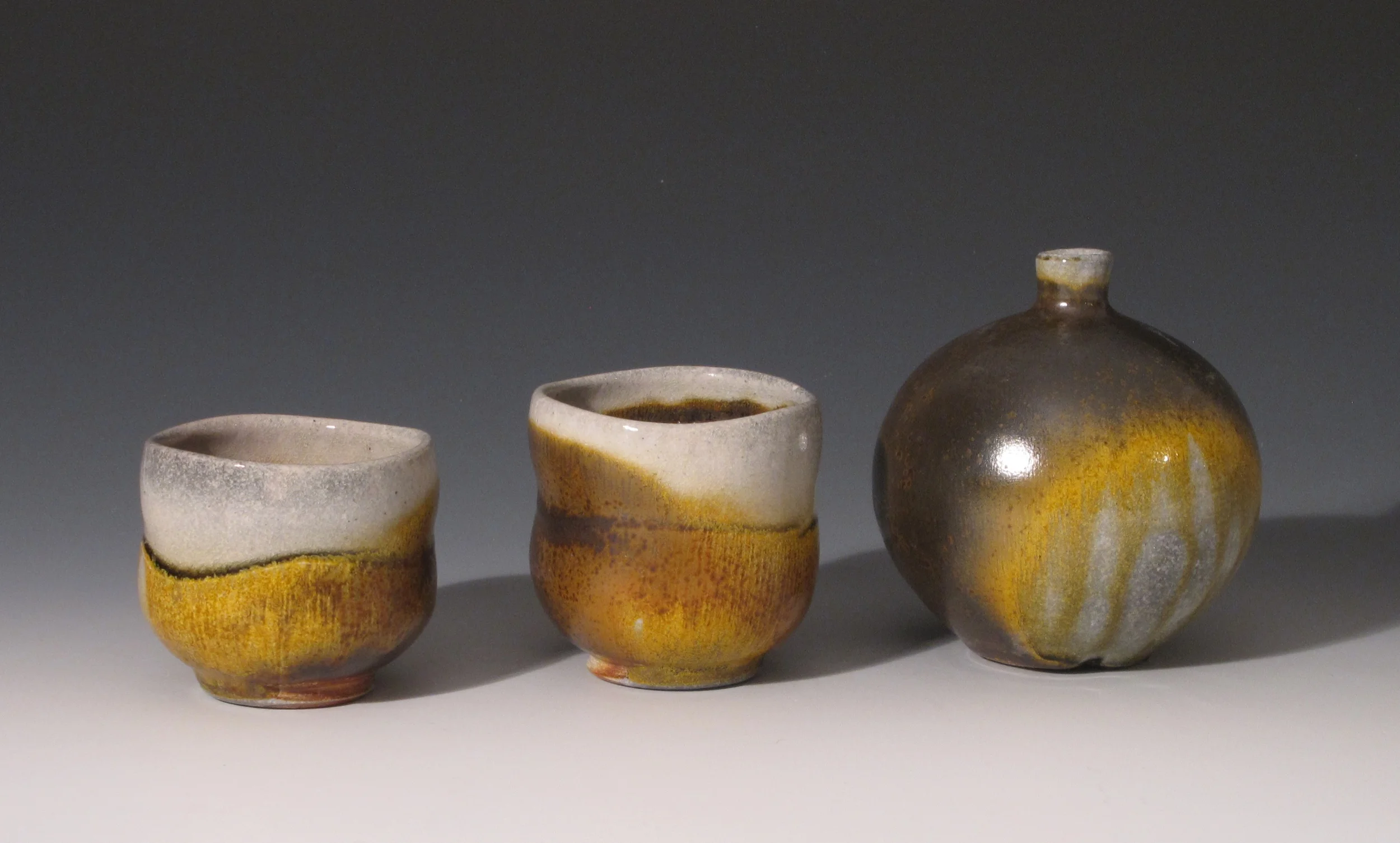 Teadust Sake Set, soda fired stoneware