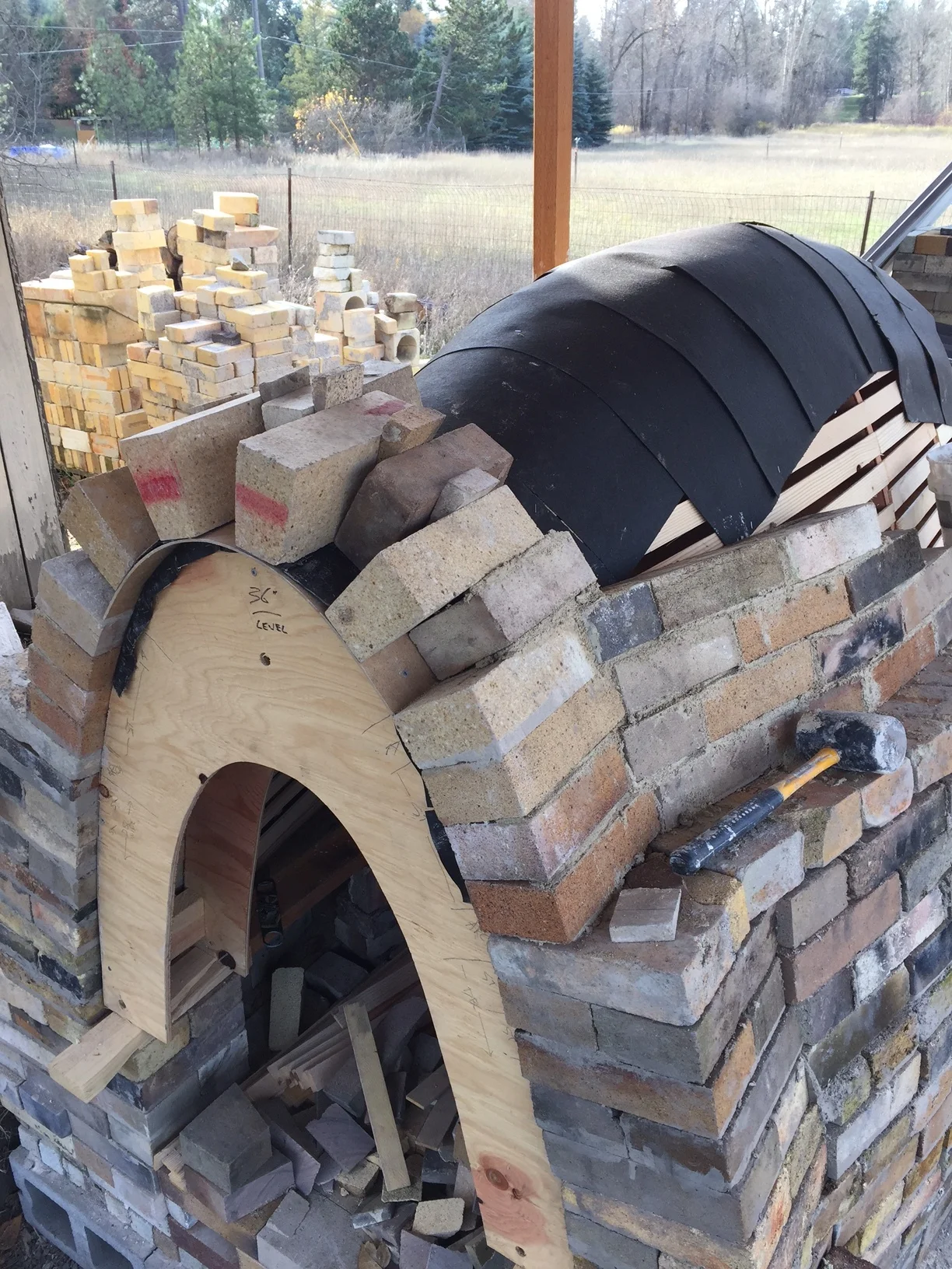 Half brick gaps and others will be filled with castable cement to hold it all together.