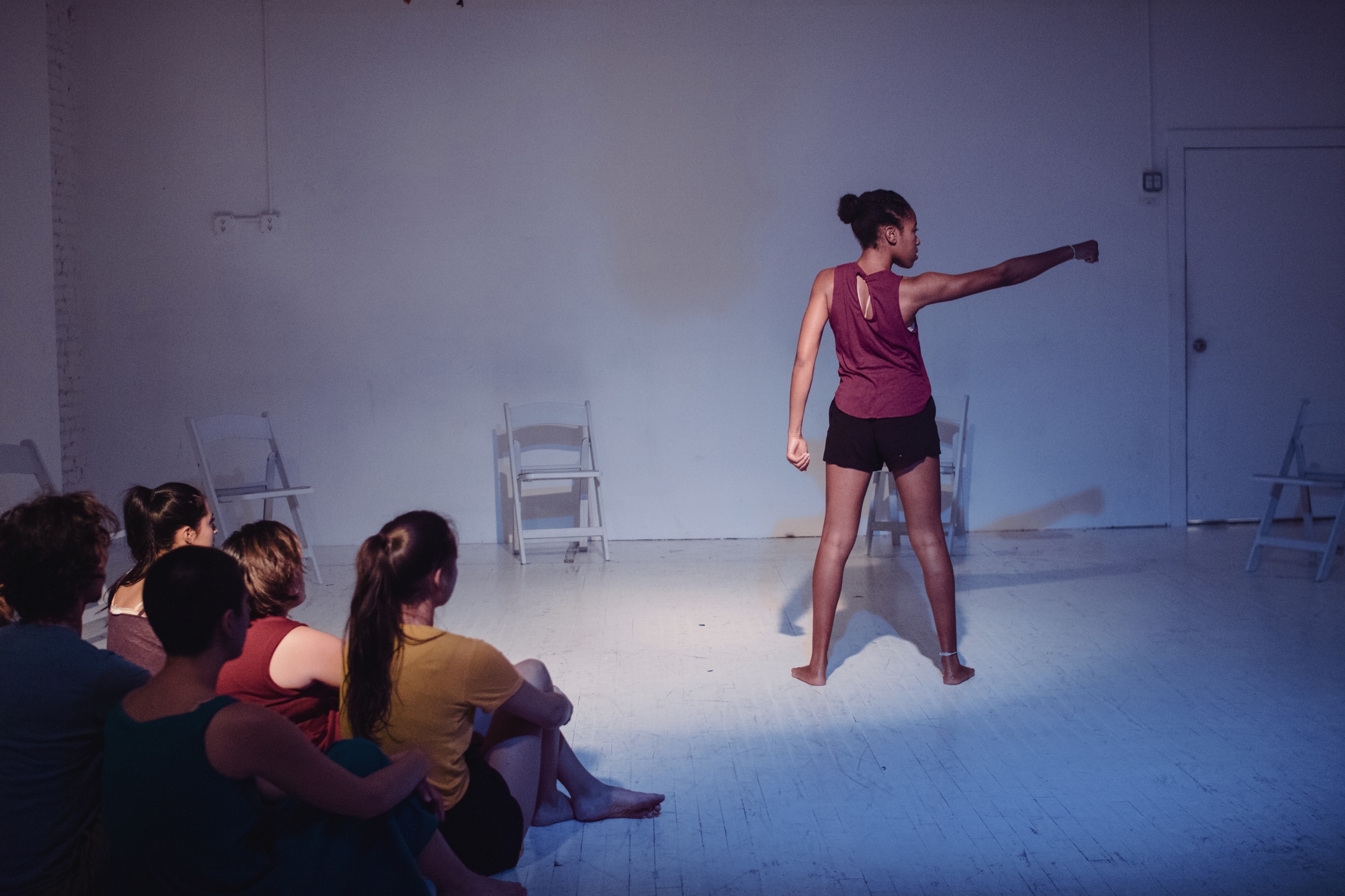 Check All That Apply: a declaration of mixed existence (2016) Photo credit: Jo Chiang Directed by Sarah Esser Choreographed & performed by Jane Anthony, Ana Billingsley, Rachel Chung, Sarah Esser, Nico Gonzales, Dominique Siqueira Koo, Isabella Vergara, & Alexis Woodhouse Text by Kelsie Mason, Mikey Montalbano, & Steven Pacheco, featuring performance by Steven Pacheco Music by Stephan Adamow, Kaytranada, Murcof, Outkast, Devendra Banhart, & Domenico Scarlatti Lighting Designer: Laura Laderman | Lighting Technician: Charlotte Seeling Stage Manager: Caleb LoSchiavo Check All That Apply is not a performance. It is a story circle. It is a study on community building. It is not instructional. It is a workshop for interrogating, understanding, & reinterpreting our mixed-race identities. It is not about exclusion or comparison. It is a reclaiming of the bits of our histories that are often erased. It is an expression of anger, frustration, acceptance, & love.