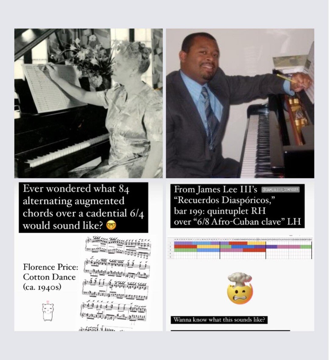 Tonight at 7:30 ET: newly rediscovered piano music of Florence Price and the world premiere of &ldquo;Recuerdos Diasp&oacute;ricos&rdquo; by James Lee III. Live-streaming from Grand Valley State University; link in bio.
@jamesleeiii_composer @gvsumtd
