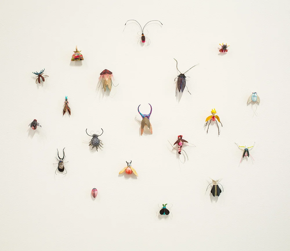 Collection 2013 fabric, wire, leather, ink, acrylic, enamel installation dimensions variable, 19 individual pieces
