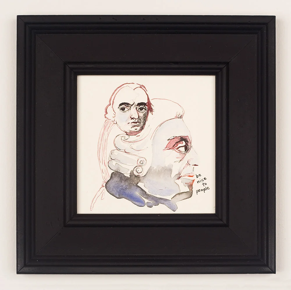 Adam Smith 2010 Sumi color, India ink on paper with found frame 8.5 x 8.5 inches