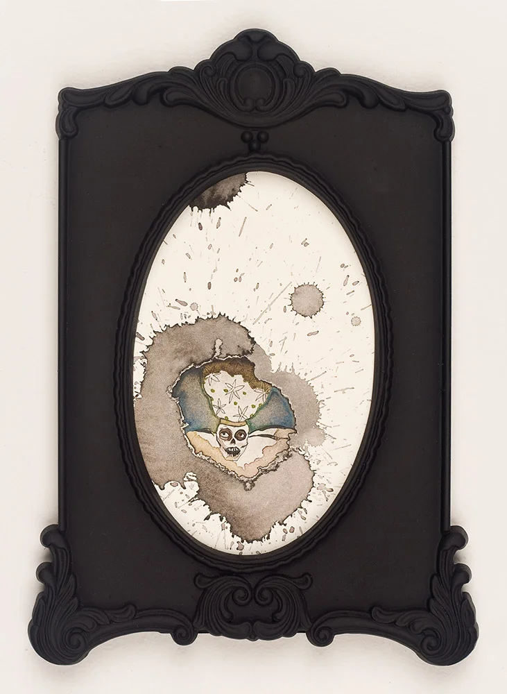 Devil 2010 Sumi color, India ink on paper with found frame 8.75 x 6.25 inches