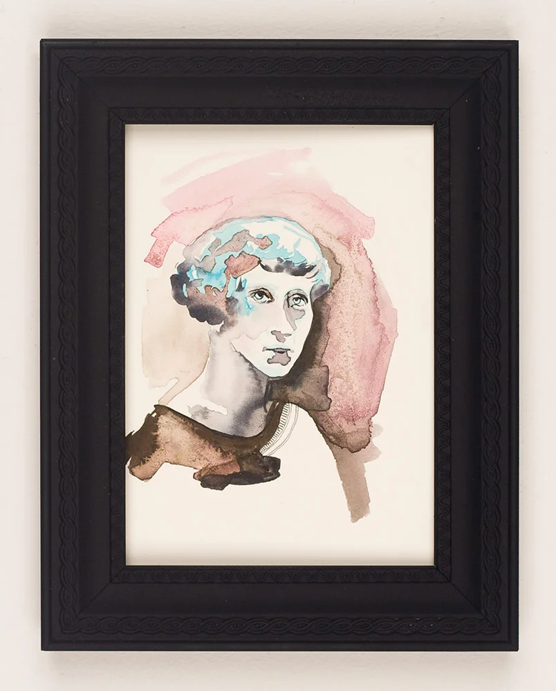 Grandma Genevieve 2010 Sumi color, India ink on paper with found frame 8 x 10 inches