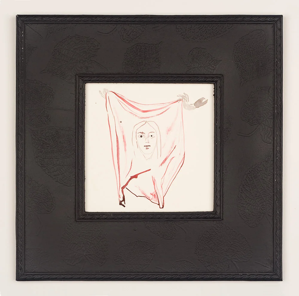 Memling's Shroud 2010 Sumi color, India ink on paper with found frame 13.5 x 13.5 inches