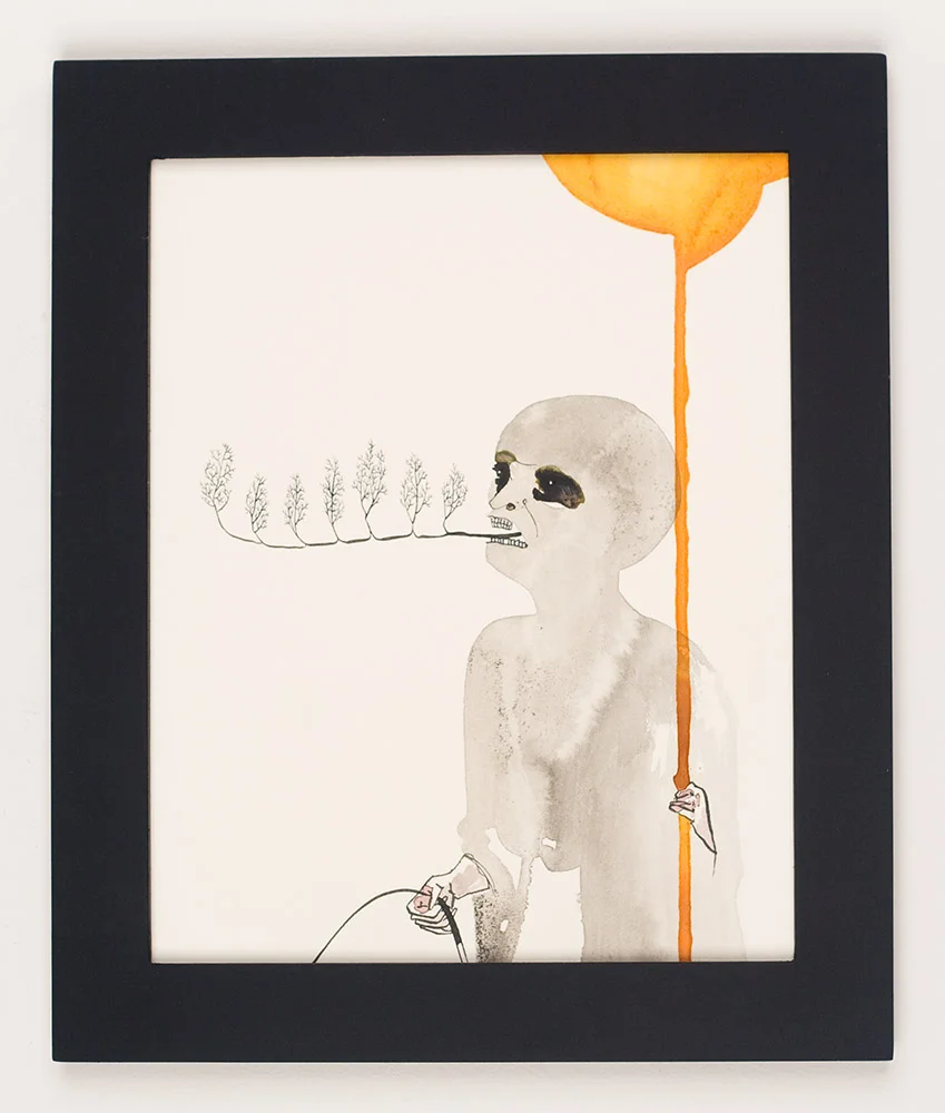 Prophet 2010 Sumi color, India ink on paper with found frame 12 x 10 inches