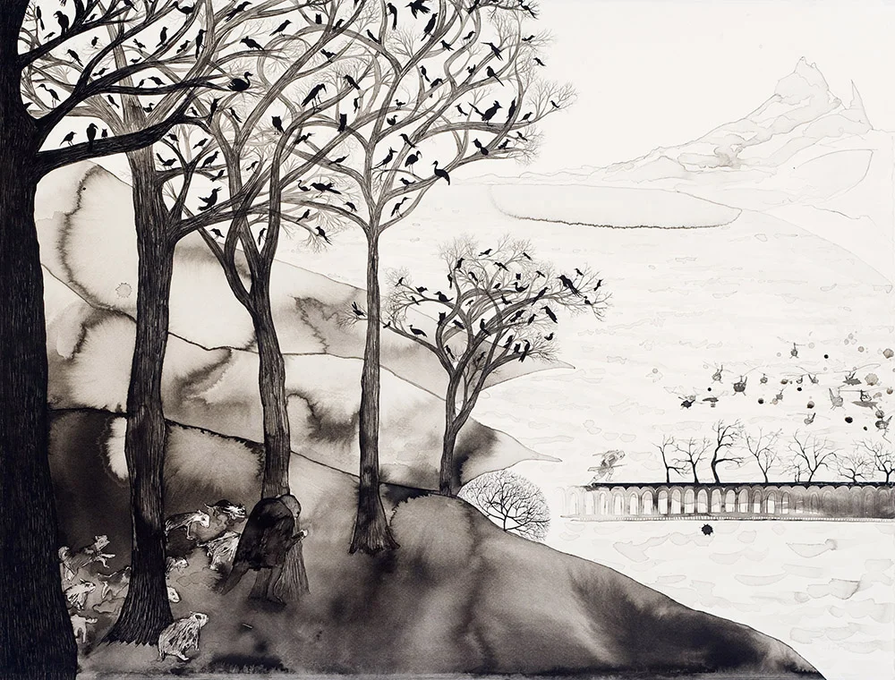 Hunt 2009 India ink on paper 22 x 30 in. 