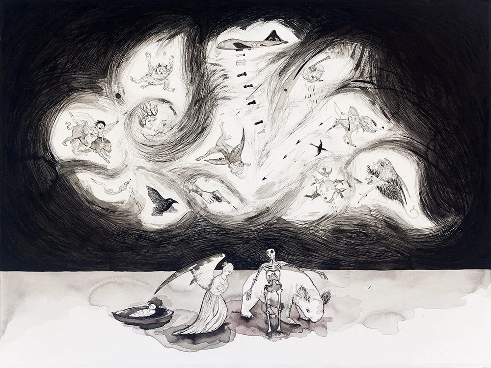 Damned 2009 India ink on paper 22 x 30 in. 