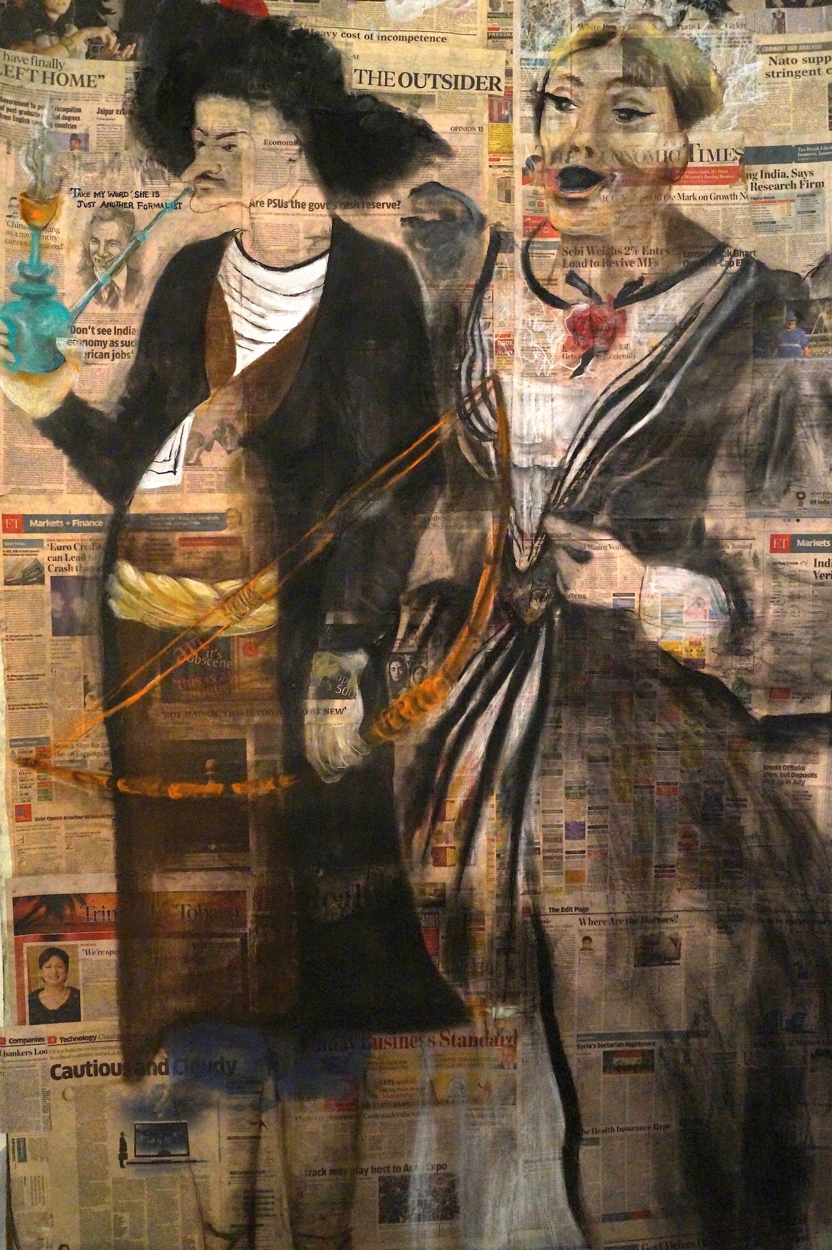 Untitled, Mixed media on newspaper, 233.5 x 121 cm, 2014