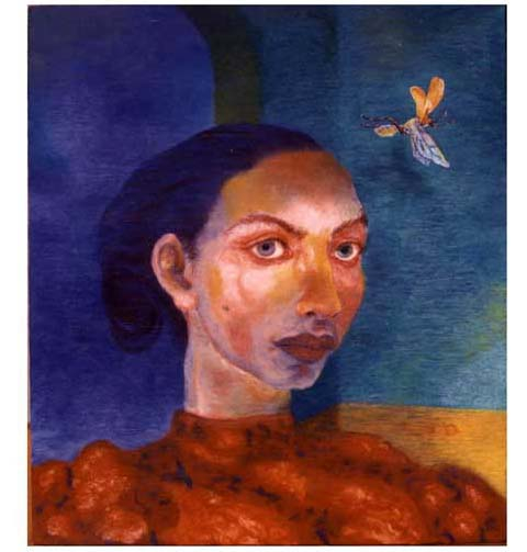 Woman and flying insect