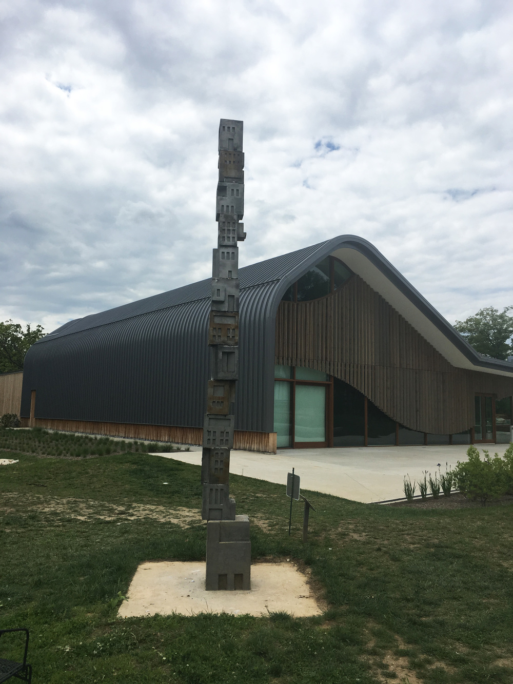 Gigi Scaria, ‘Woodhenge’, 2016, stainless steel, 16 feet. Image courtesy Laumeier Sculpture Park.