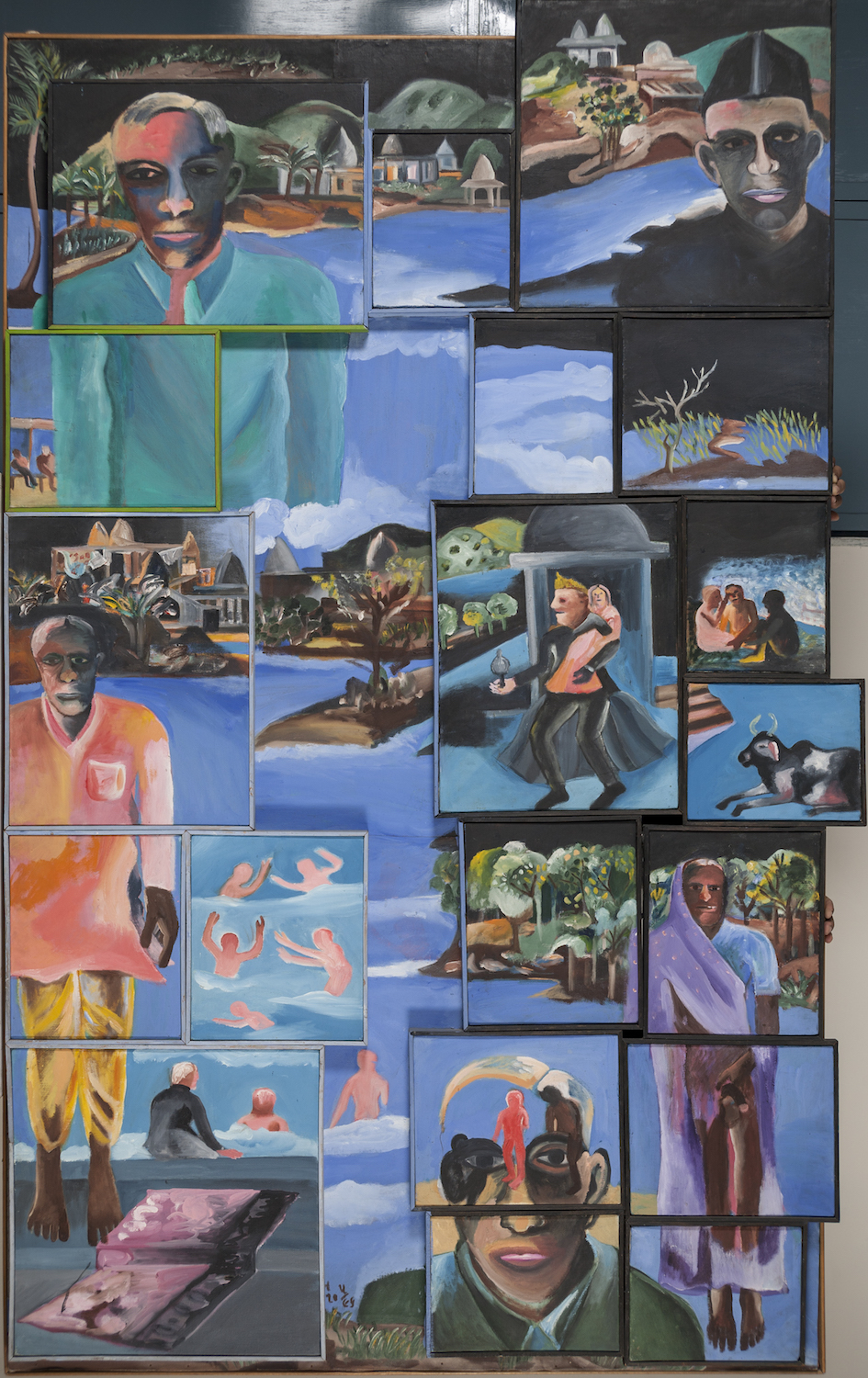  Buphen Khakhar, ‘Night’, 1996, oil paint on canvas laid on board, 205 x 129.5 cm. Image courtesy Collection of Kiran Nadar Museum of Art. 
