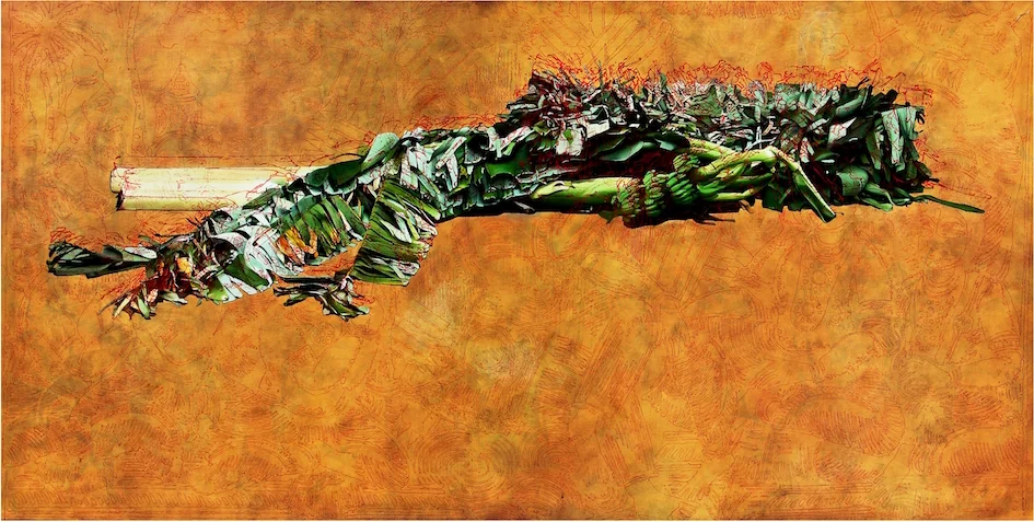 V. Ramesh, ‘The Fallen Warrior’, 2016, oil on canvas, 48 x 96 in. Image courtesy Gallery Threshold.
