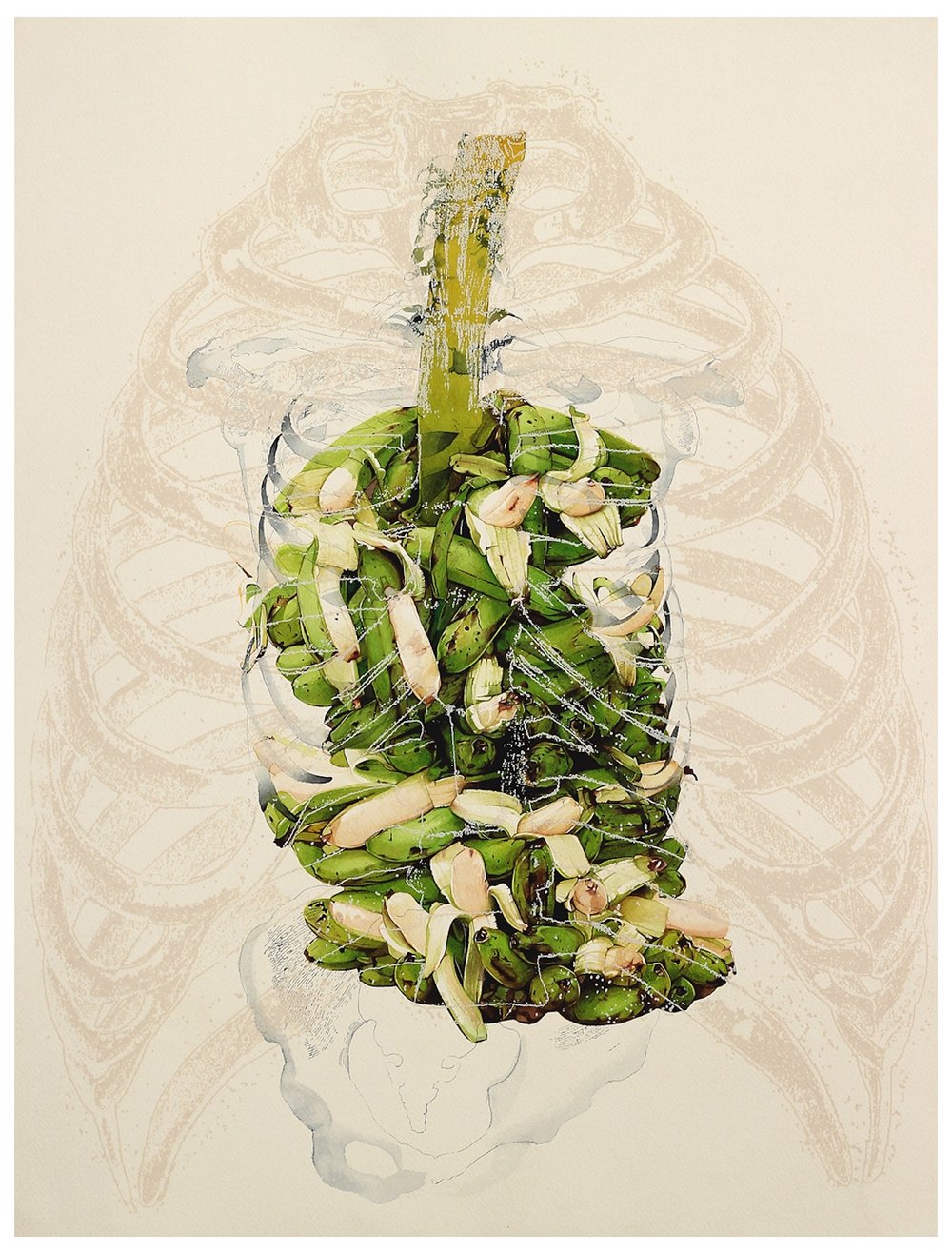  V. Ramesh, ‘Body/Offering’, 2014, watercolour and gouache on paper, 24 x 18 in. Image courtesy Gallery Threshold. 