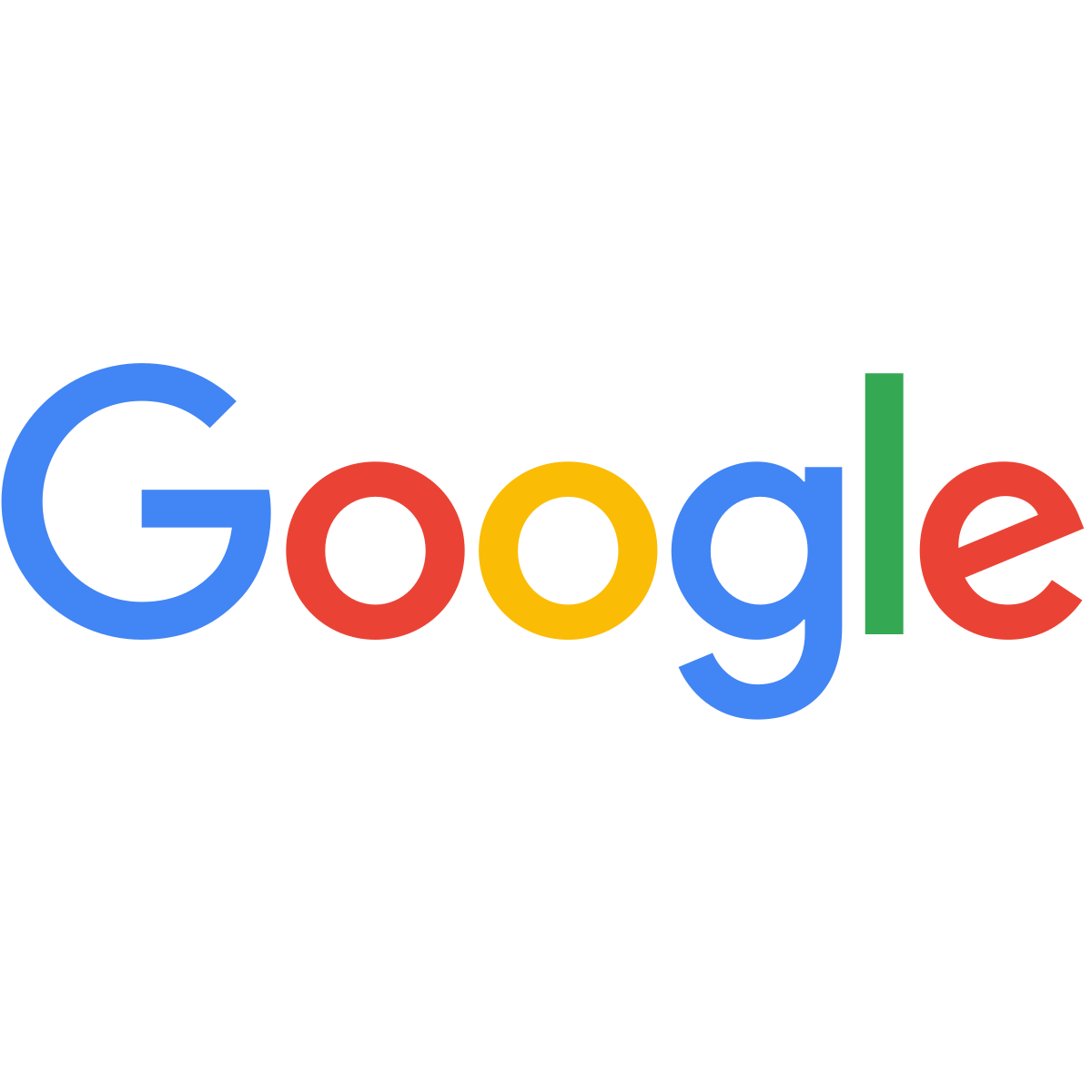Google logo with multicolored letters on a transparent background.