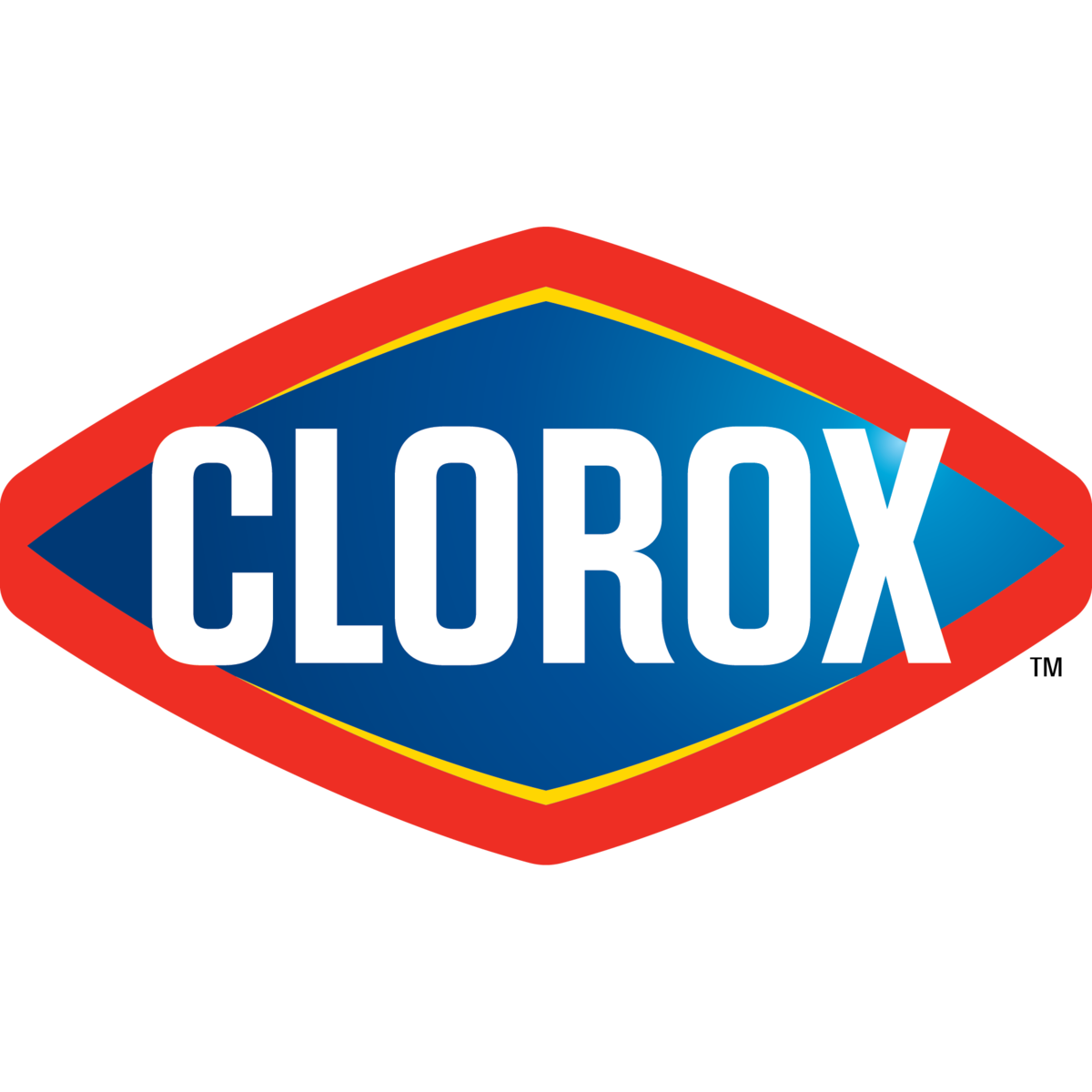 Clorox logo with blue and red diamond shape and white text
