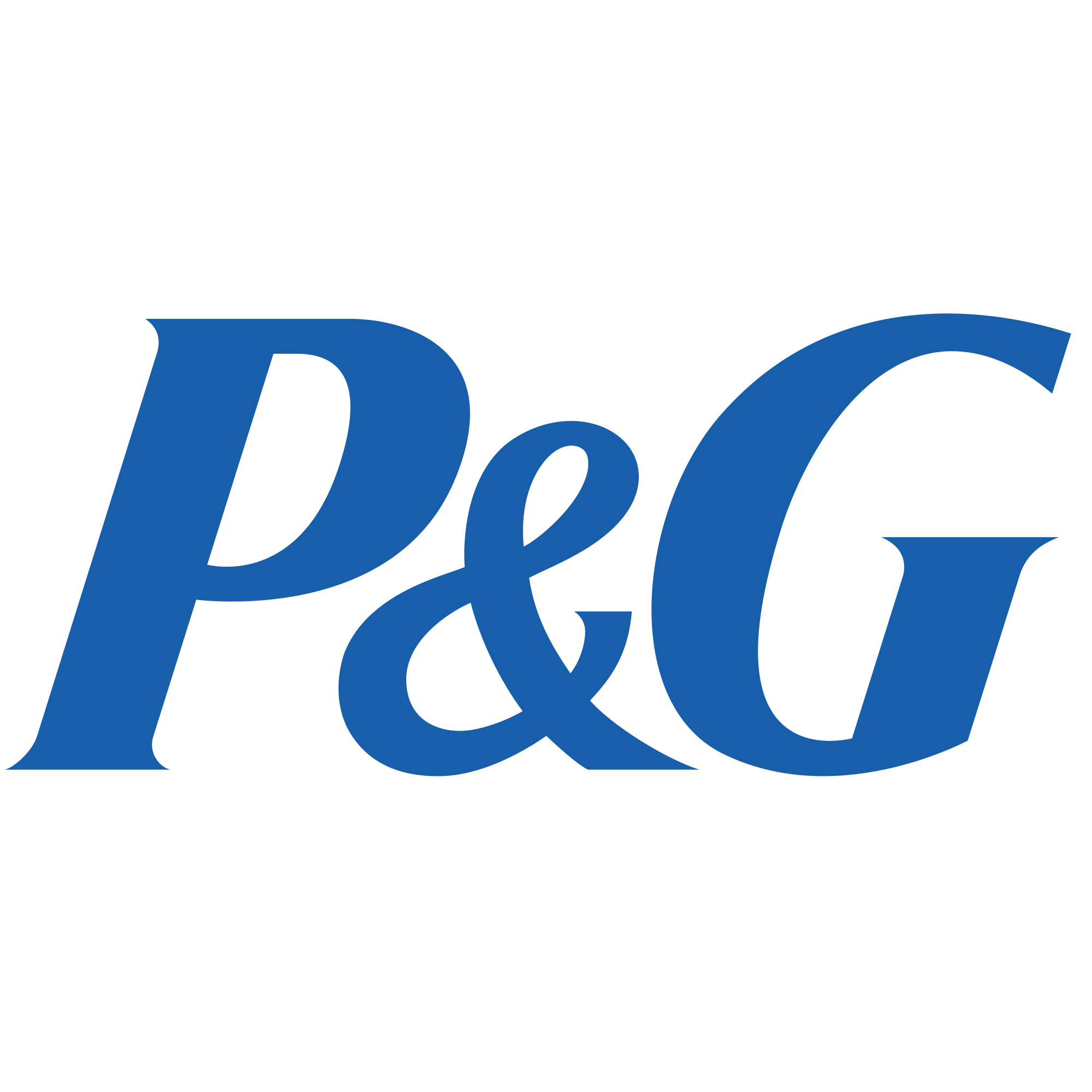 P&G logo in blue text on a black background