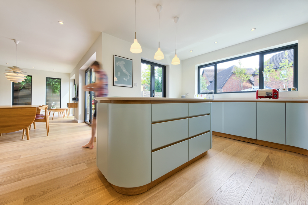 Breakfast bar of a Scandinavian house extension by Harvey Norman Architects Bishop's Stortford