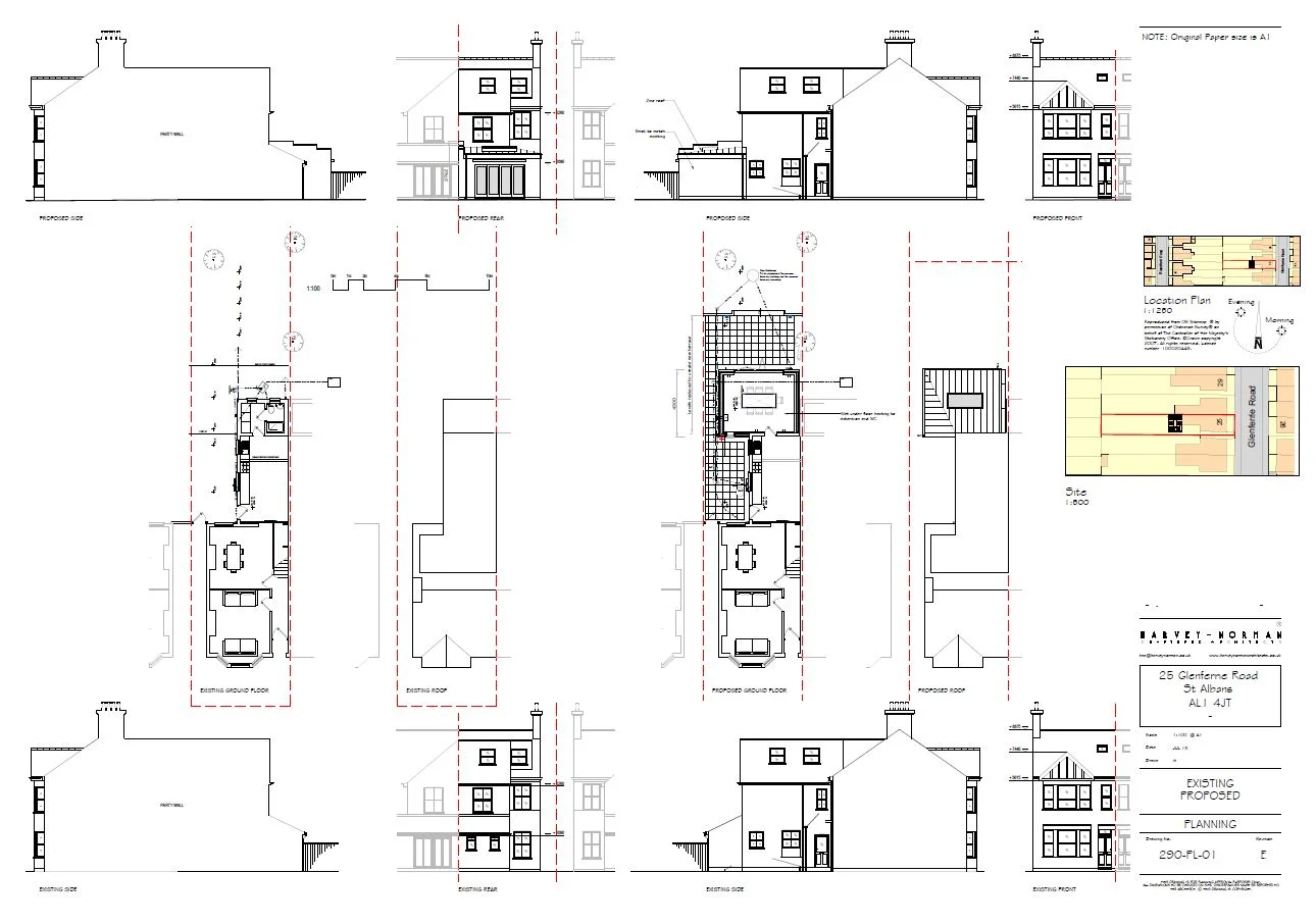 Architectural plans for a single storey extension on a Victorian terrace property