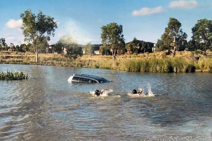 Bystanders tried to rescue the children from Akon Guode's car in Lake Gladman. Source: Supreme Court of Victoria