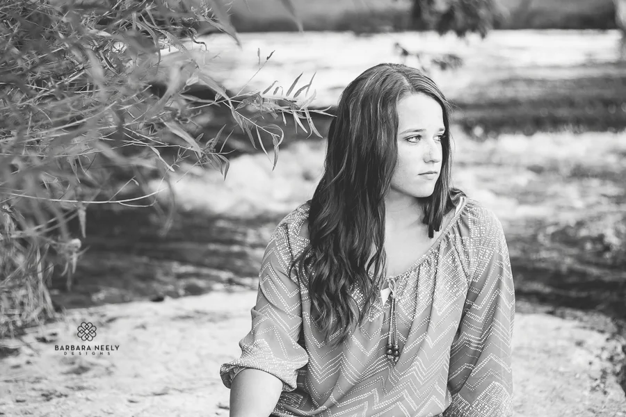 Girl's Senior Pictures shot at the Creek in Southwest Missouri