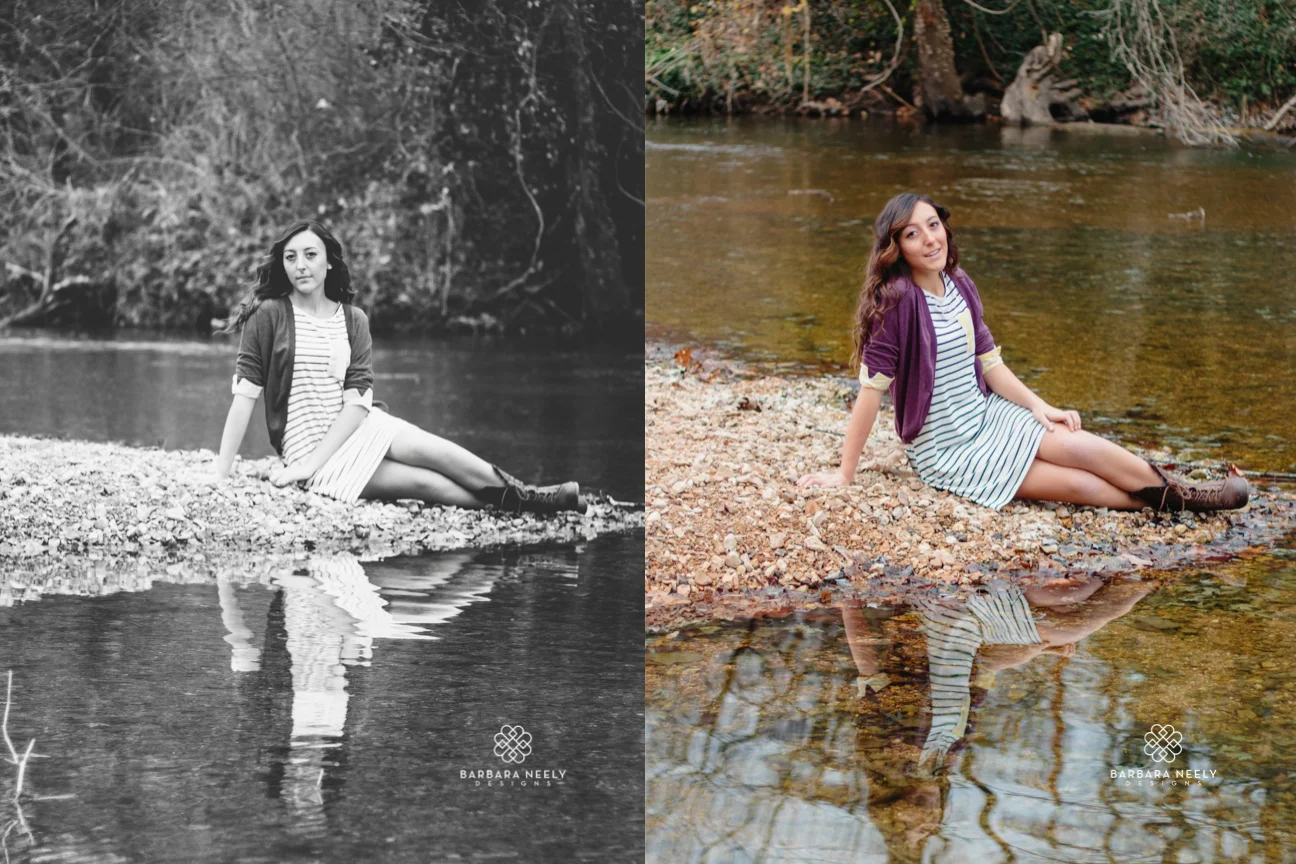 Gorgeous Fall Senior Pictures at the creek in Southwest Missouri