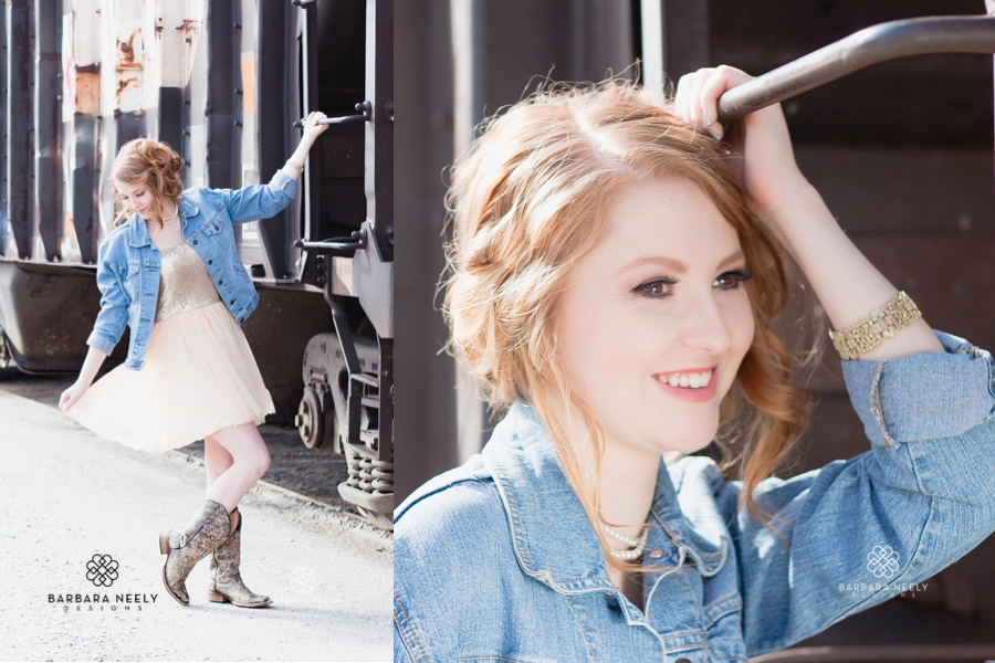 Beautiful senior girl by train