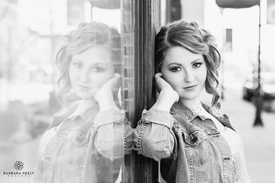 beautiful senior girl with reflection