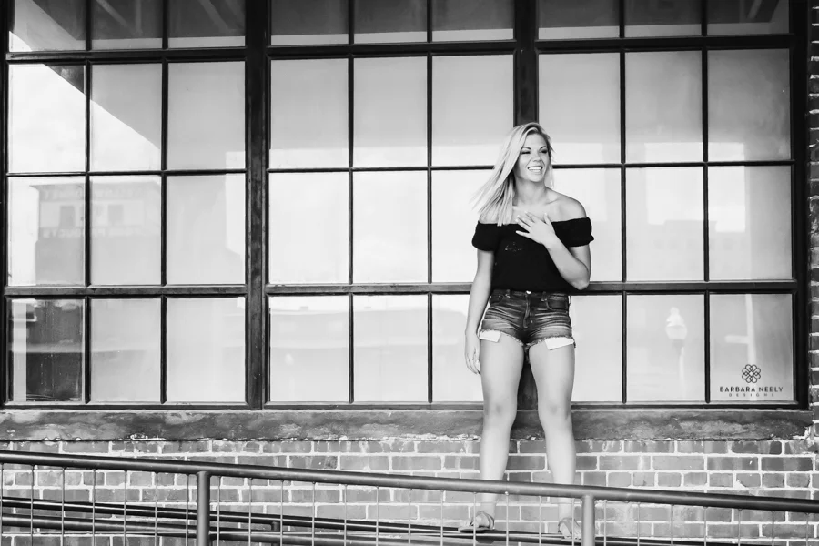 pretty senior girl photo session at MSU's Brick City