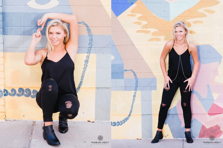gorgeous senior girl photo session on mural