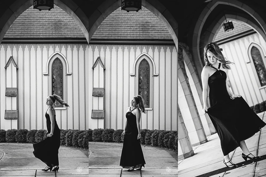 Black and white senior portraits
