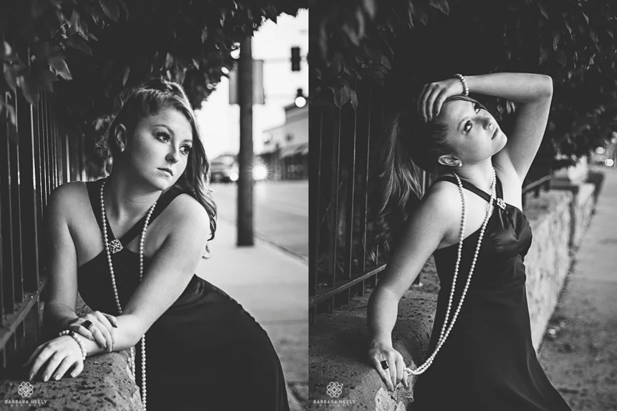 Black and white vintage style senior portraits