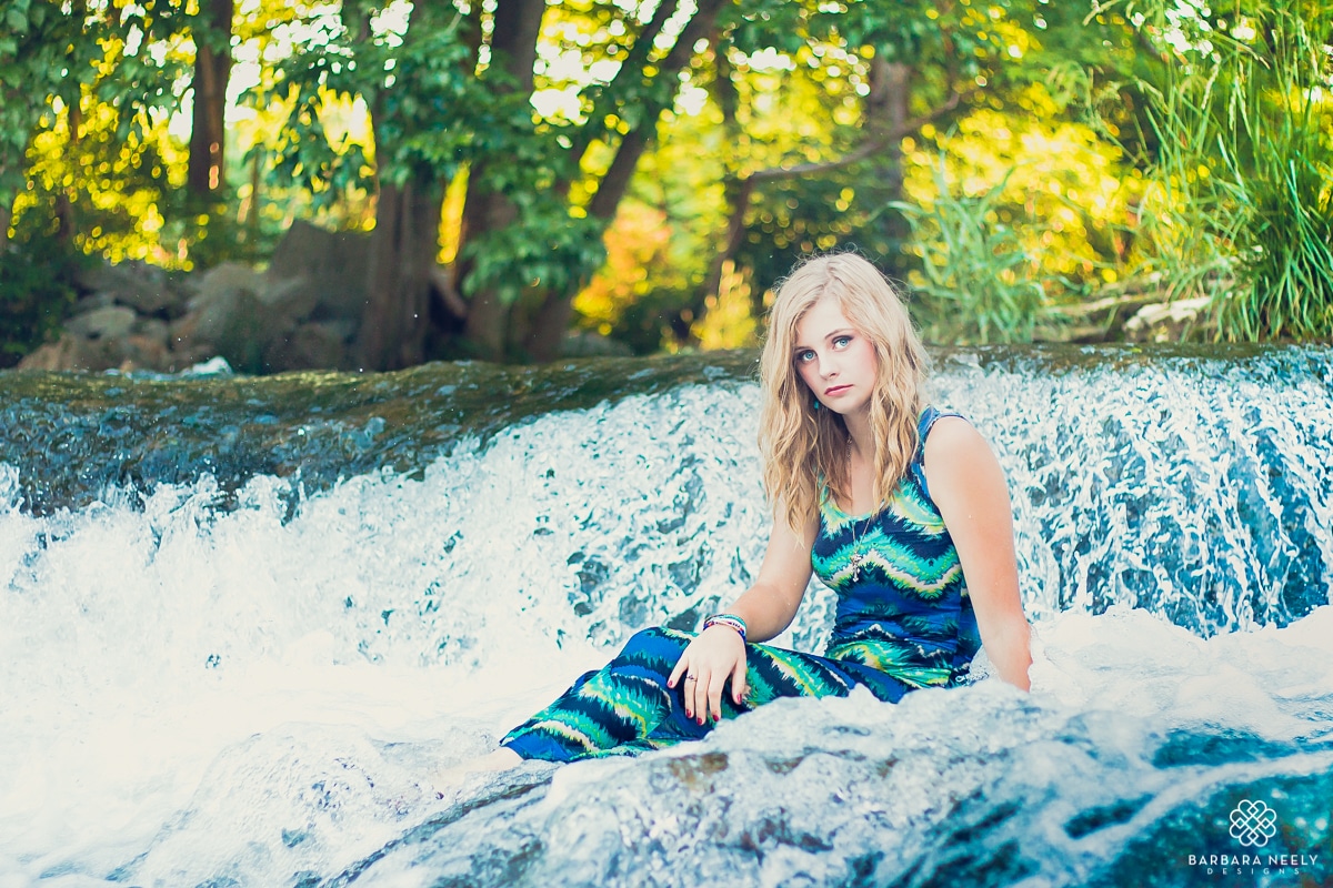 Senior pictures in waterfall by Southwest Missouri Photographer Barbara Neely.jpg