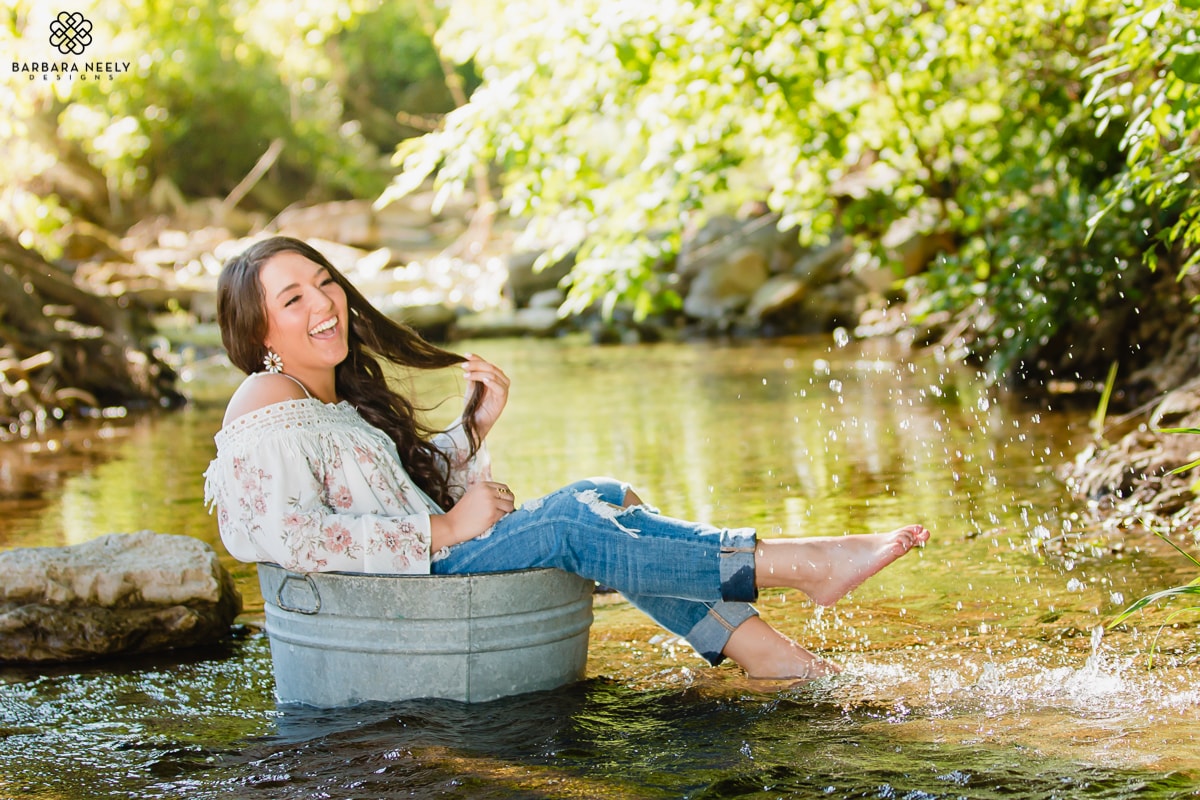 fun and adventurous senior picture session in a country creek in Southwest Missouri.jpg