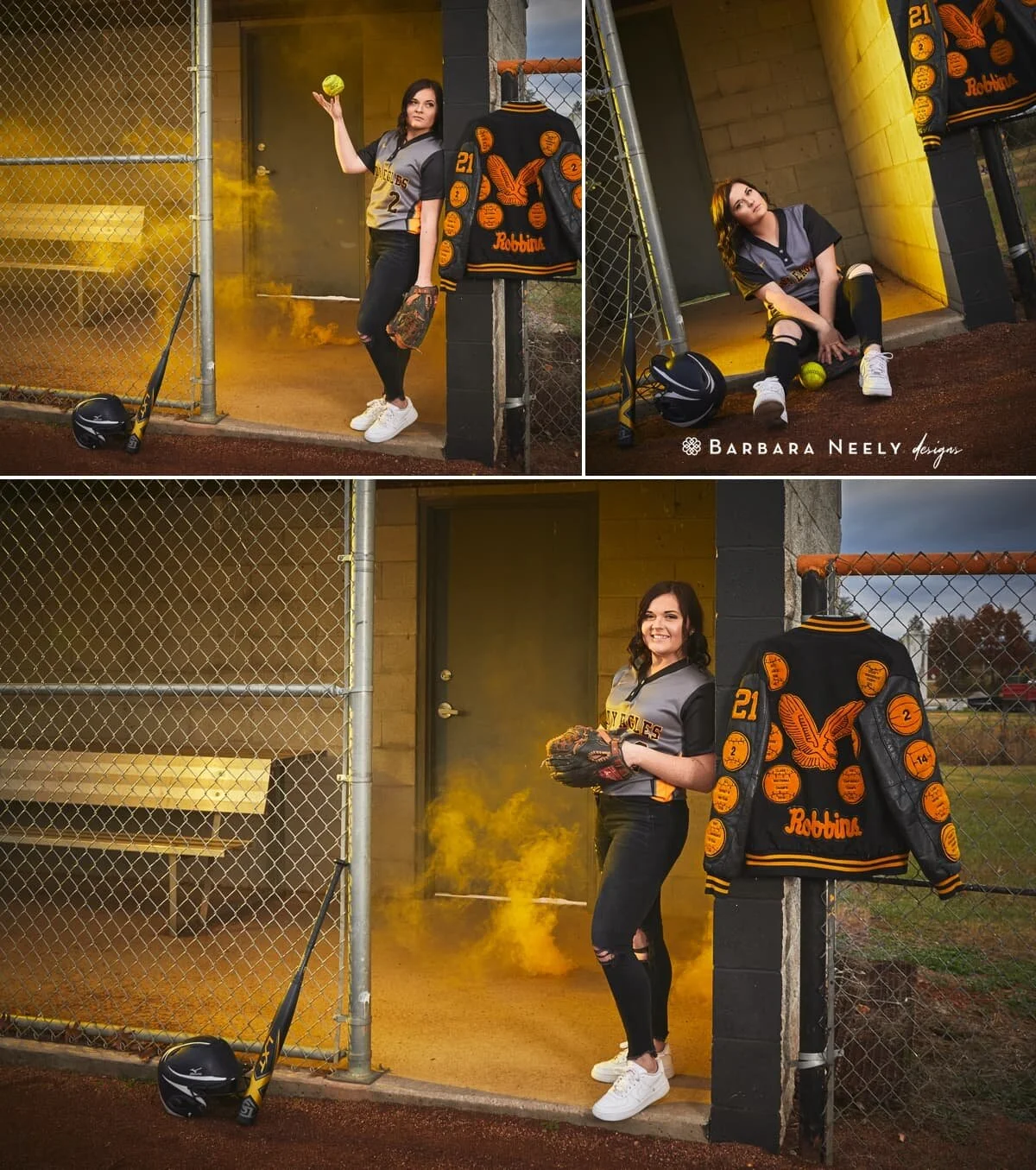 senior pictures on the softball field with smoke bayleigh.jpg