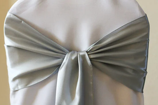 Silver Satin Chair Sash