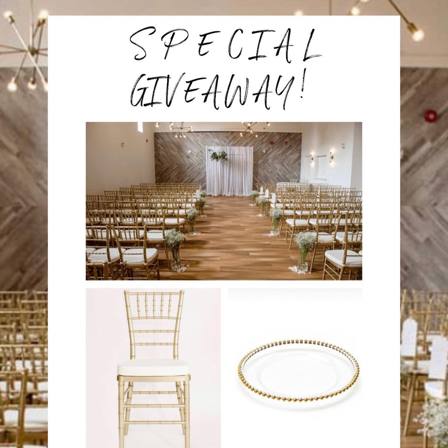 🚨GIVEAWAY ALERT🚨
 ✨VALUE OF 350$✨

LUX EVENT RENTAL TEAM WANTS TO OFFER ONE LUCKY BRIDE AND GROOM TO BE A CHANCE TO WIN A FREE RENTAL OF:

✨3O CHIAVARI GOLD CHAIRS WITH CUSHIONS INCLUDED 

✨3O 12.5&rdquo; GOLD BEADED GLASS CHARGER PLATES

✨3O SATIN