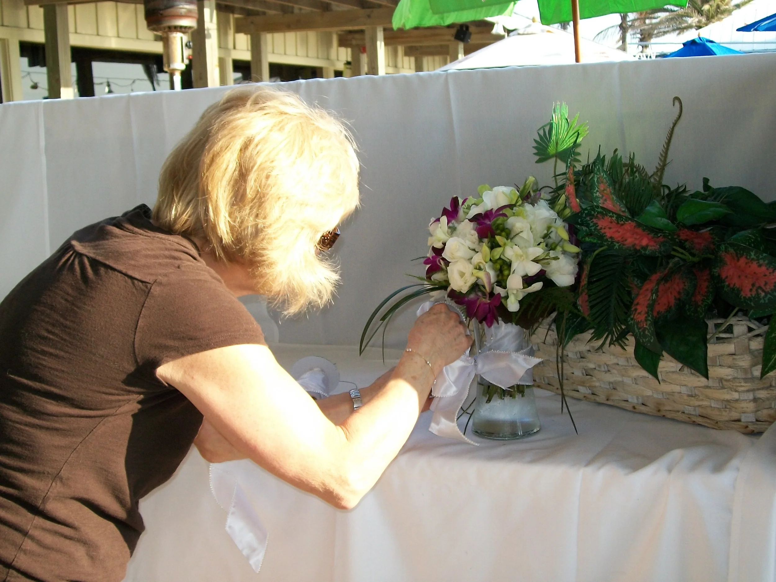 Kim putting the final touches on an arrangment