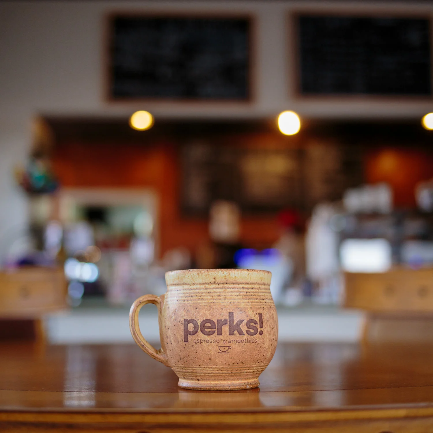 Custom Ceramic pottery coffee cup Perks Espresso