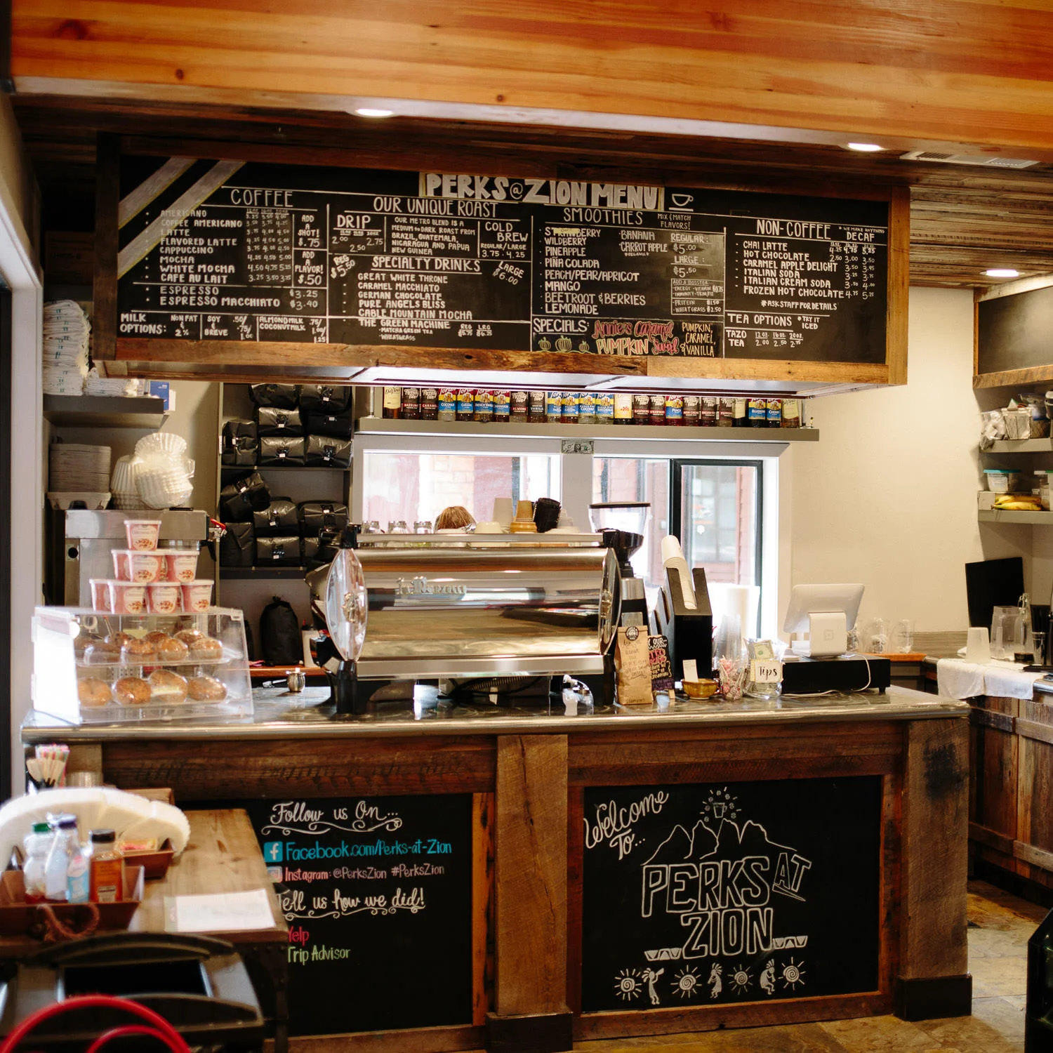 Local coffee shop in Springdale Utah near Zion